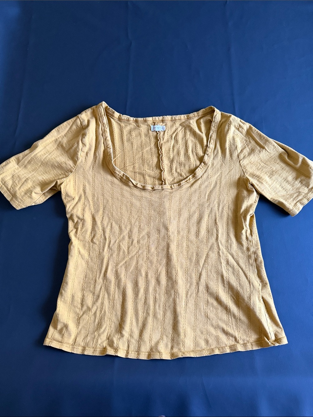 Pilcro Mustard Scoop Neck Short Sleeve Top